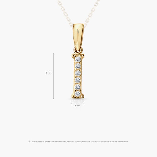 Zawieszka Litera I SAVICKI: złota, cyrkonie